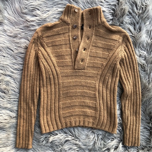 Hugo Boss Autumn Gold Button-Turtleneck Sweater, Size M - Picture 3 of 7